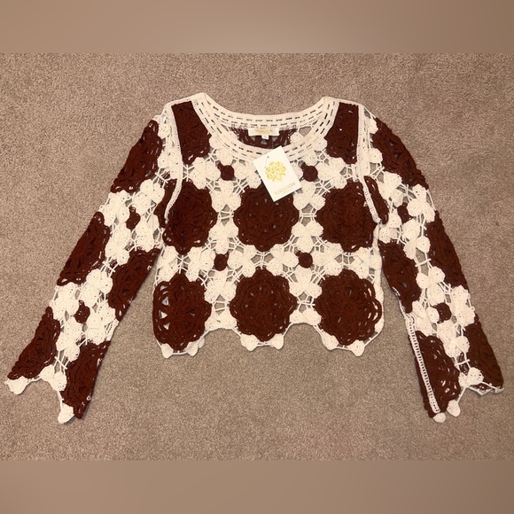 Rebellion Again Tops - NWT Rebellion Again Crochet long sleeve top